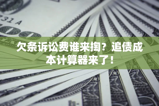 武汉欠条诉讼费谁来掏？追债成本计算器来了！